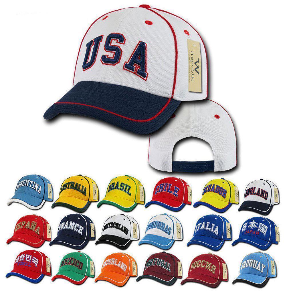 1 Dozen Country Logo Jersey Mesh 6 Panel Constructed Baseball Caps Hat Wholesale Bulk-Hats-W Republic Apparel-Casaba Shop