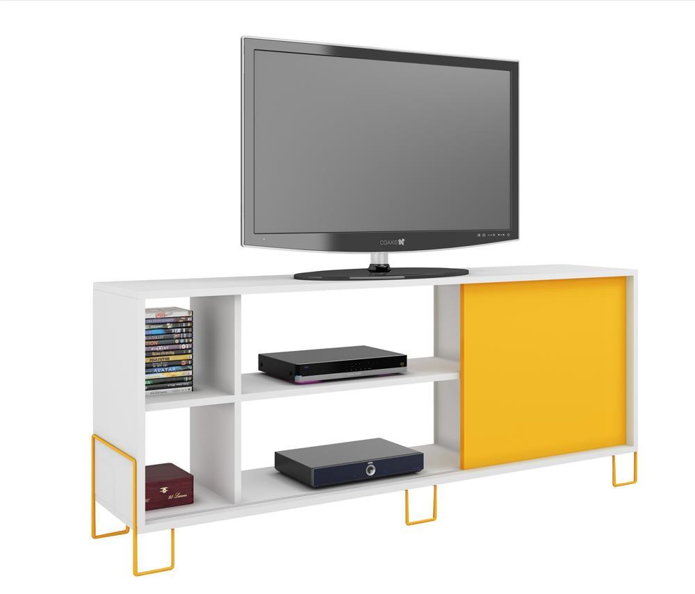 Accentuations by Manhattan Comfort Eye - catching Nacka TV Stand 2.0 with 4 Shelves and 1 Sliding Door - Modish Store