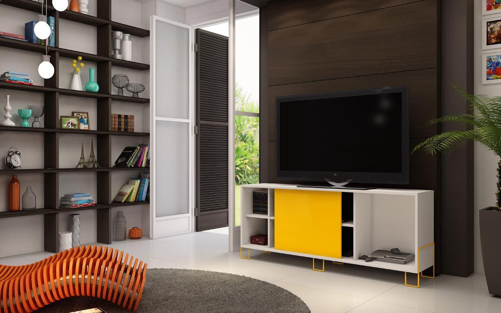 Accentuations by Manhattan Comfort Eye - catching Nacka TV Stand 2.0 with 4 Shelves and 1 Sliding Door - Modish Store