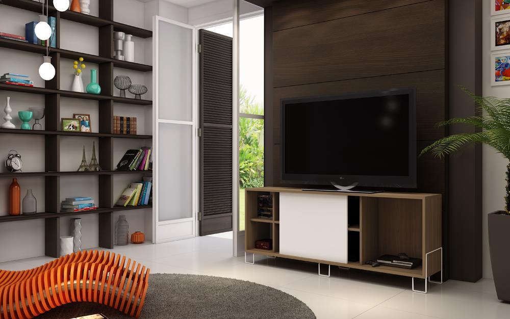Accentuations by Manhattan Comfort Eye - catching Nacka TV Stand 2.0 with 4 Shelves and 1 Sliding Door - Modish Store