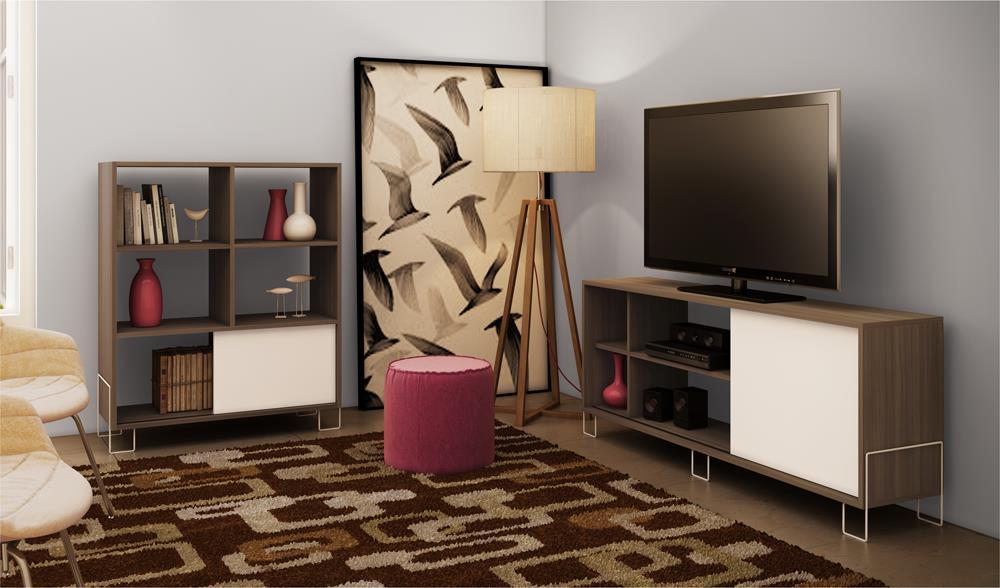 Accentuations by Manhattan Comfort Eye - catching Nacka TV Stand 2.0 with 4 Shelves and 1 Sliding Door - Modish Store