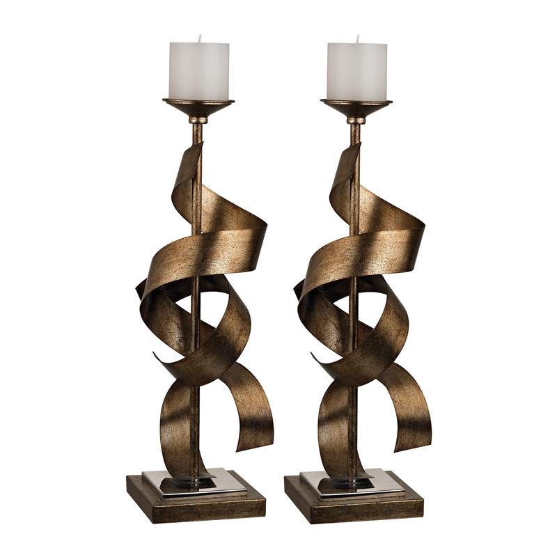 Sterling Industries Set Of 2 Metal Sculpture Candle Holders