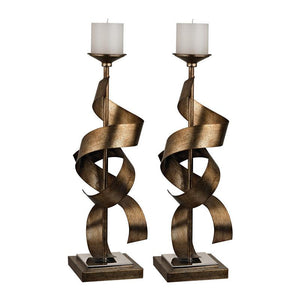 Sterling Industries Set Of 2 Metal Sculpture Candle Holders