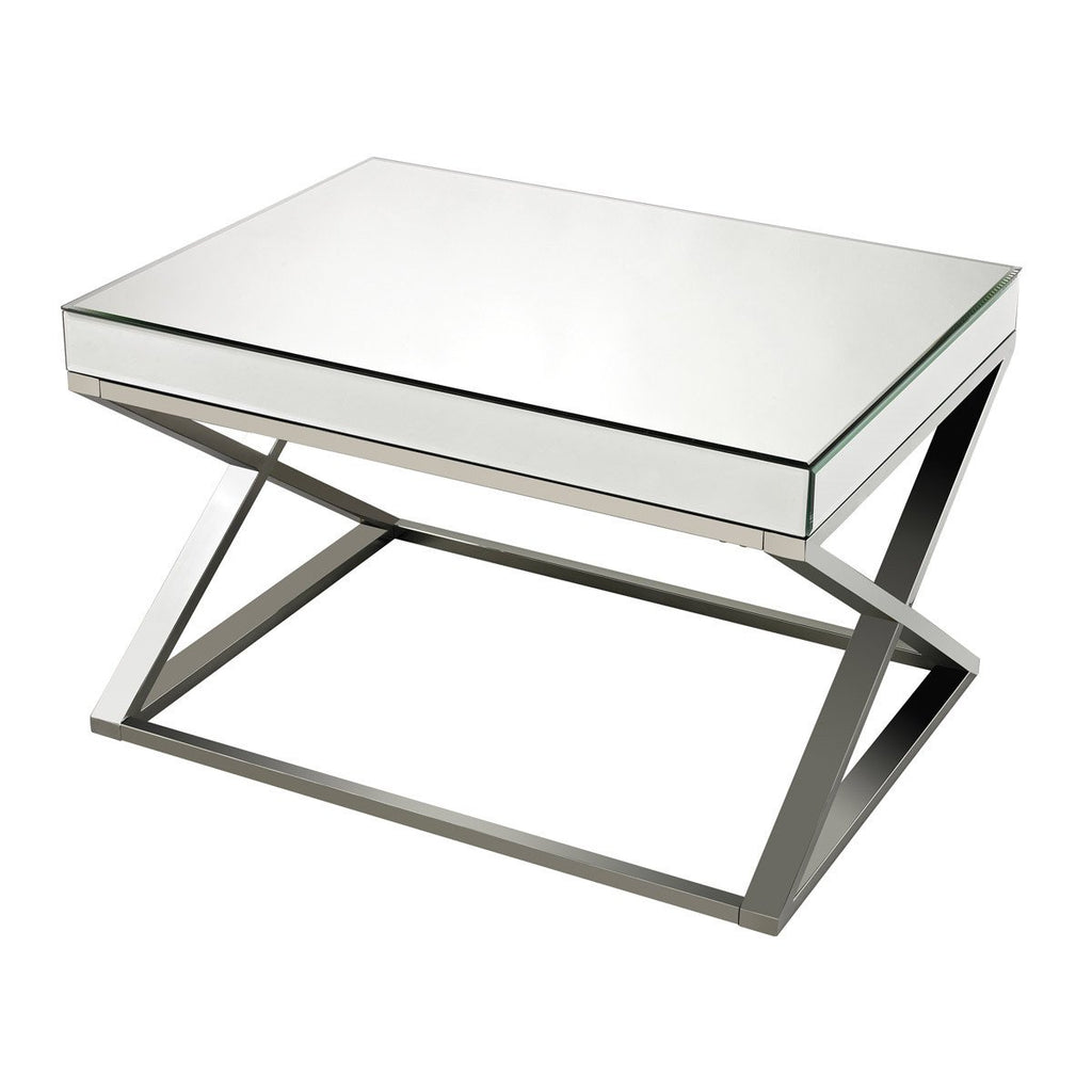 Sterling Industries Mirror And Stainless Steel Coffee Table