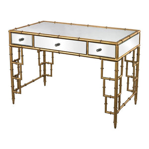 Sterling Industries Mirror Top Desk With Bamboo Frame In Gold Leaf Desks, Sterling Industries, - Modish Store