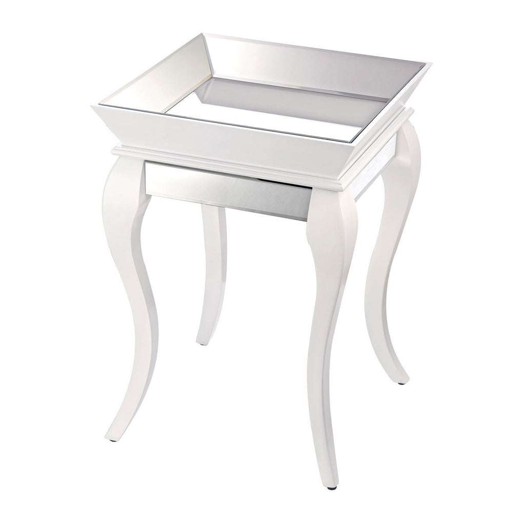 Sterling Industries Side Table With Bent Glass In White