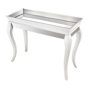 Sterling Industries Console Table With Bent Glass In White