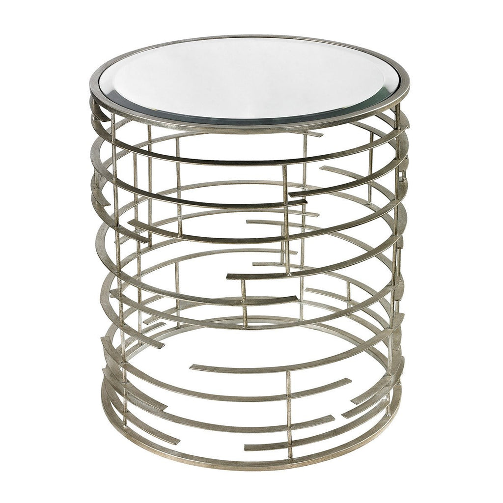 Sterling Industries Sculptural Metal Work Side Table With Clear Glass Top