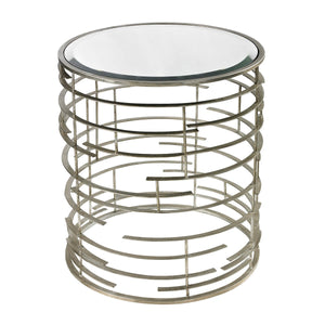 Sterling Industries Sculptural Metal Work Side Table With Clear Glass Top