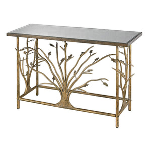 Sterling Industries Gold Leafed Metal Branch Console Table With Antique Mirrored Top