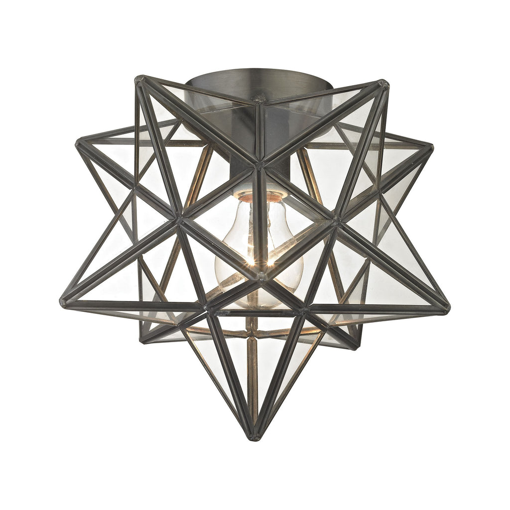 Sterling Industries Sirius Oiled Bronze 10-Inch Metal Flush Mount with Clear Glass