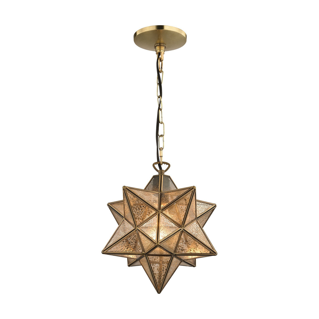 Sterling Industries Sirius Gold 10-Inch Metal Pendant with Antiqued Mercury Glass