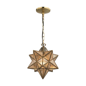 Sterling Industries Sirius Gold 10-Inch Metal Pendant with Antiqued Mercury Glass