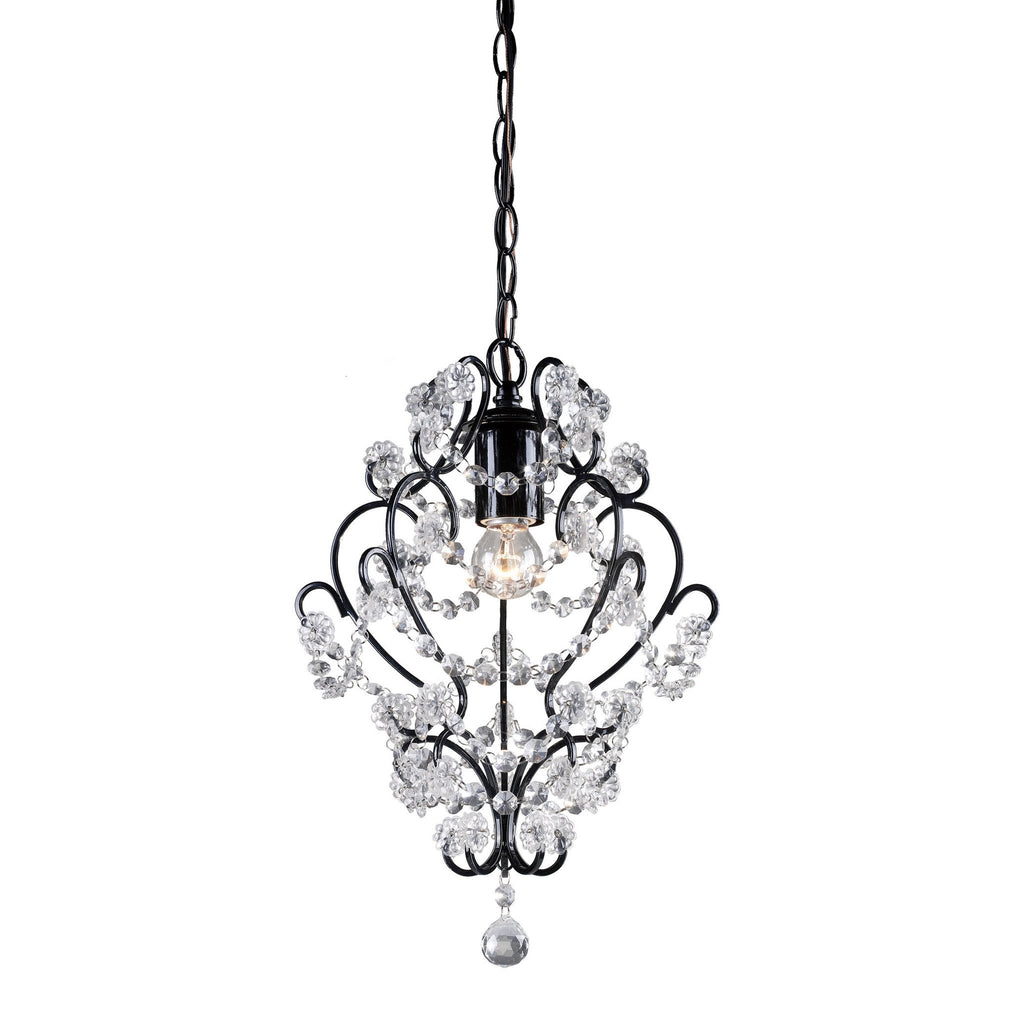 Sterling Industries Black Framed And Clear Crystal Mini Pendant Lamp