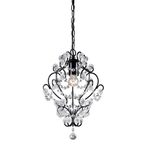 Sterling Industries Black Framed And Clear Crystal Mini Pendant Lamp
