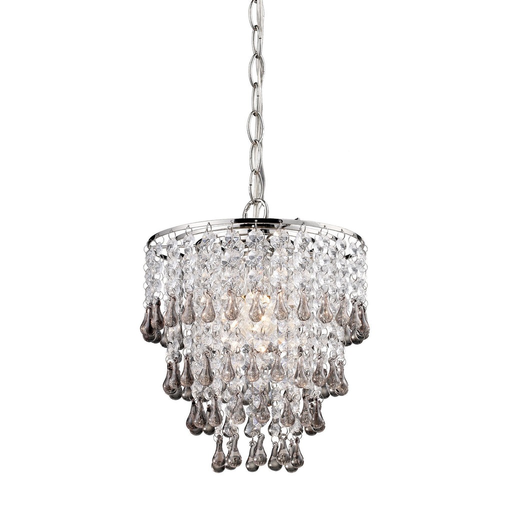 Sterling Industries Teak And Clear Crystal Pendant Lamp