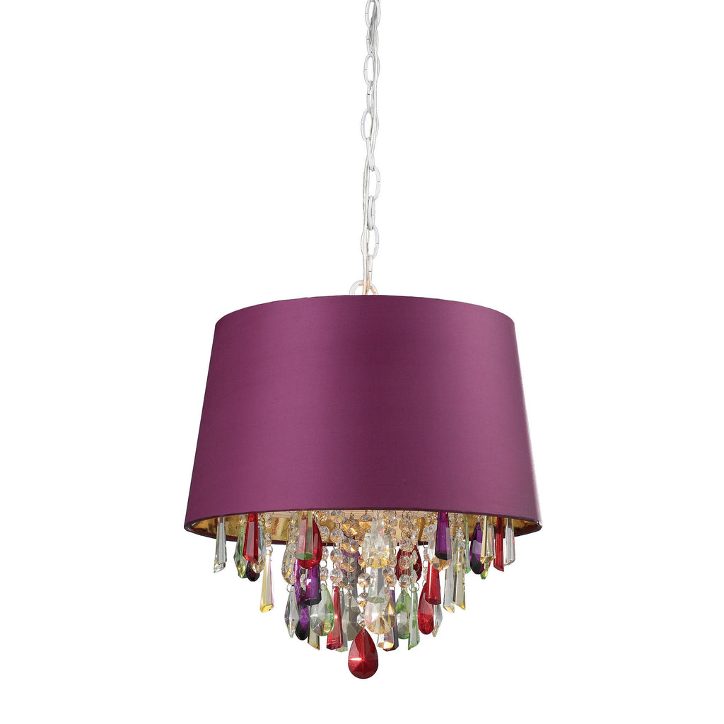 Sterling Industries Purple Drum Pendant Light With Crystal Drops