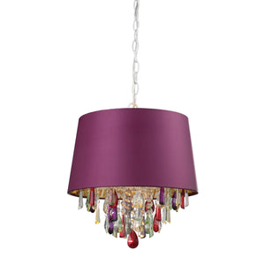 Sterling Industries Purple Drum Pendant Light With Crystal Drops