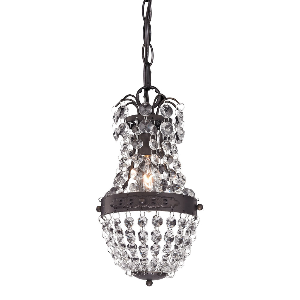 Sterling Industries Clear Crystal Mini Pendant With Bronze Banding