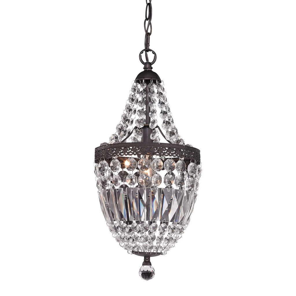 Sterling Industries Mini Chandelier In Dark Bronze And Clear - 122-026
