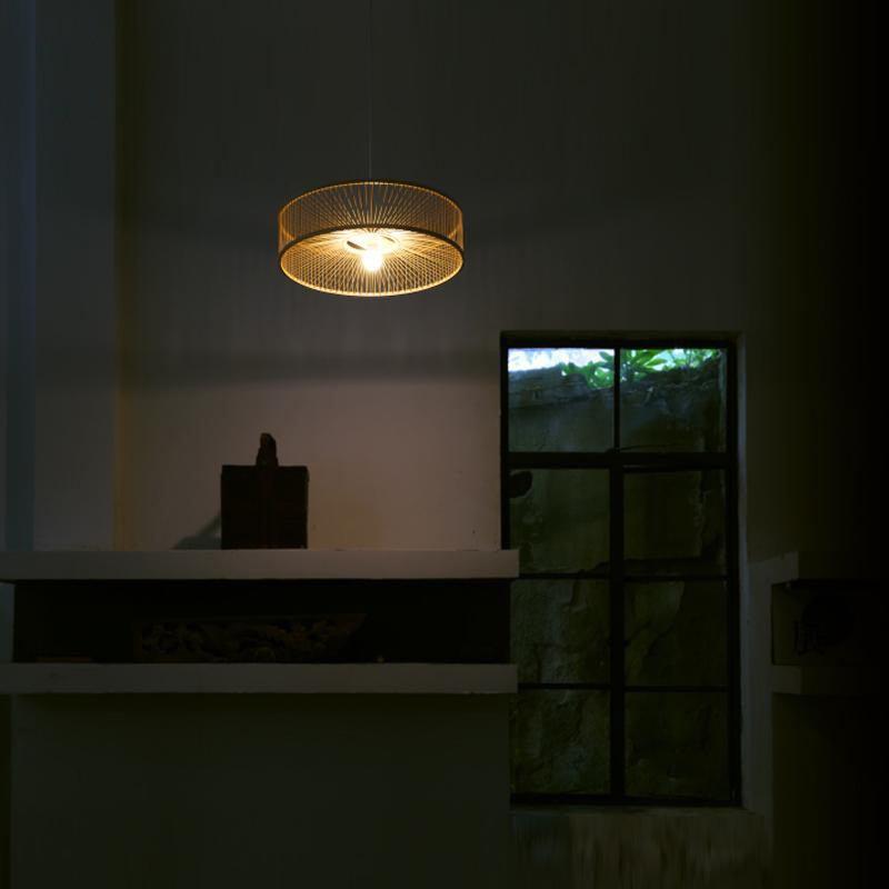 Bamboo Shade Pendant Light Fixture Rustic Asian Hanging Ceiling Lamp