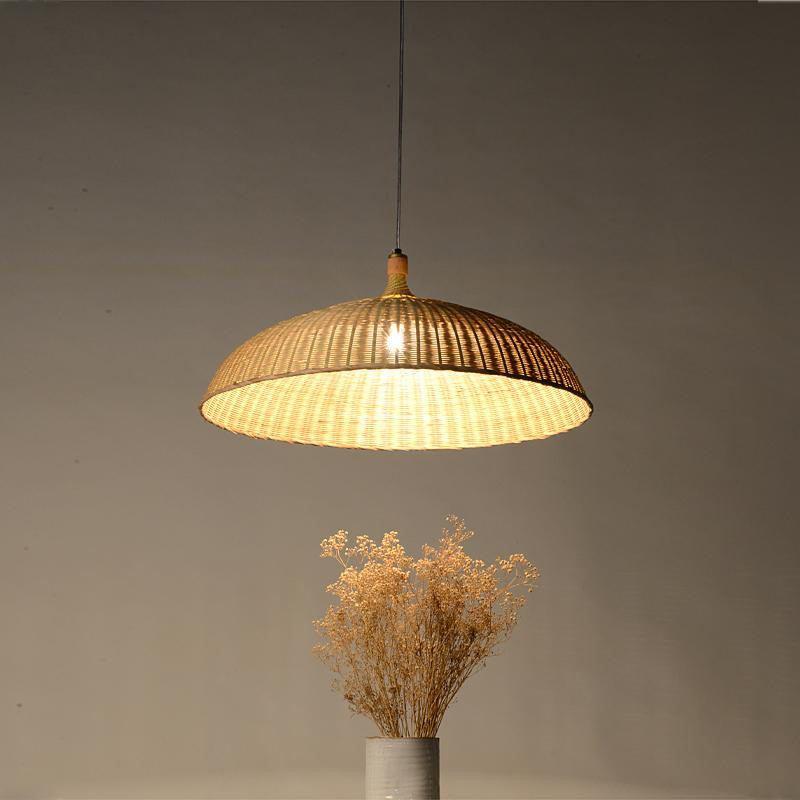 Bamboo Shade Pendant Light Fixture Asian Rustic Hanging Ceiling Lamp