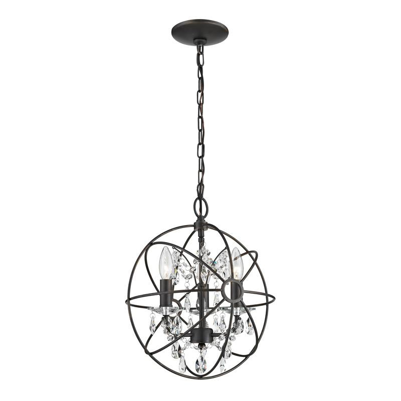 Sterling Industries Restoration 3 Light Globe With Crystal Pendant