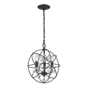 Sterling Industries Restoration 3 Light Globe With Crystal Pendant