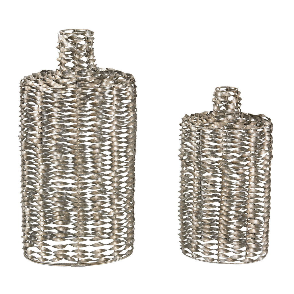 Sterling Industries Set Of 2 Metal Work Vases