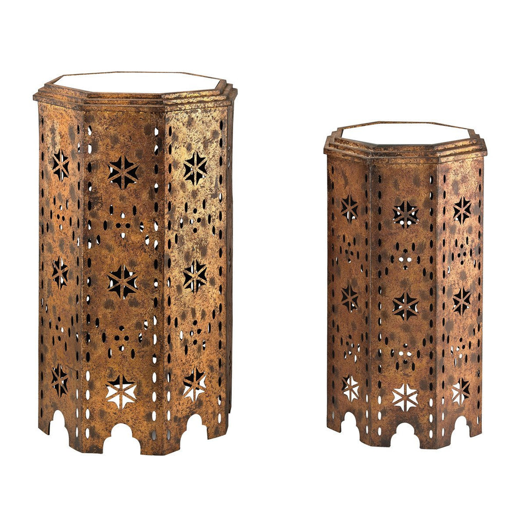 Sterling Industries Moroccan Side Table With Mirrored Tops - Set Of 2