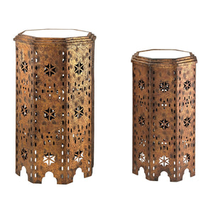 Sterling Industries Moroccan Side Table With Mirrored Tops - Set Of 2