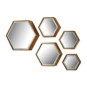 Sterling Industries Hexagonal Beveled Mirror - Set of 5