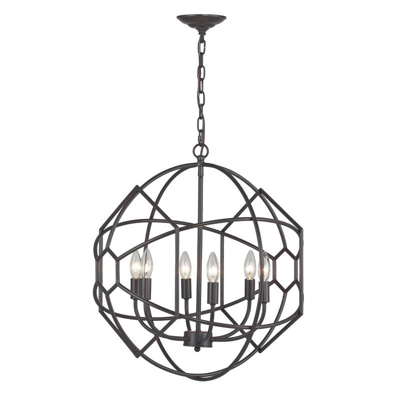 Sterling Industries 6 Light Rustic Iron Orb Chandelier With Honeycomb Metal Work