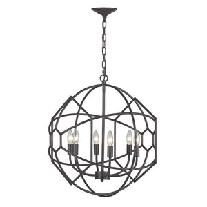 Sterling Industries 6 Light Rustic Iron Orb Chandelier With Honeycomb Metal Work