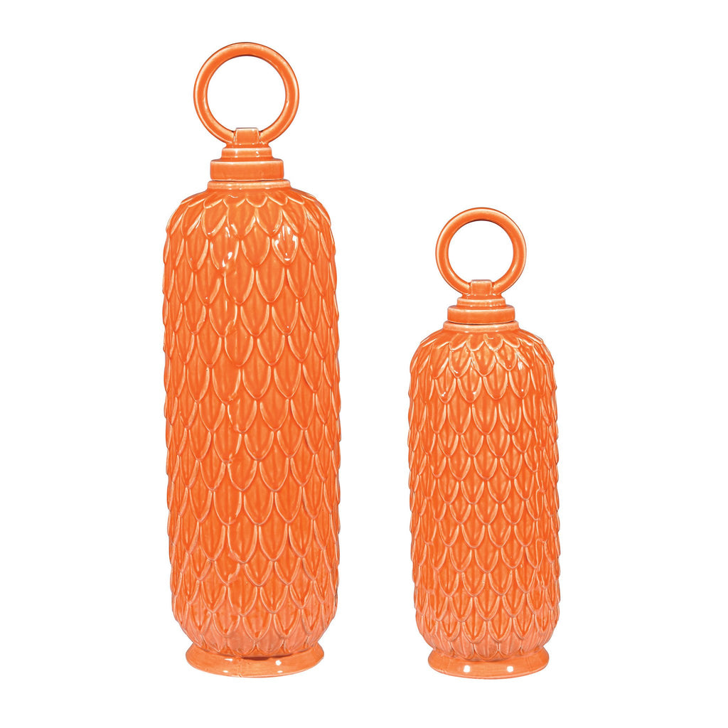 Sterling Industries Set Of 2 Lidded Ceramic Jars