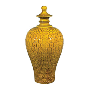 Sterling Industries Lidded Ceramic Jar In Chartreuse Glaze