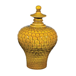 Sterling Industries Lidded Ceramic Jar In Chartreuse Glaze