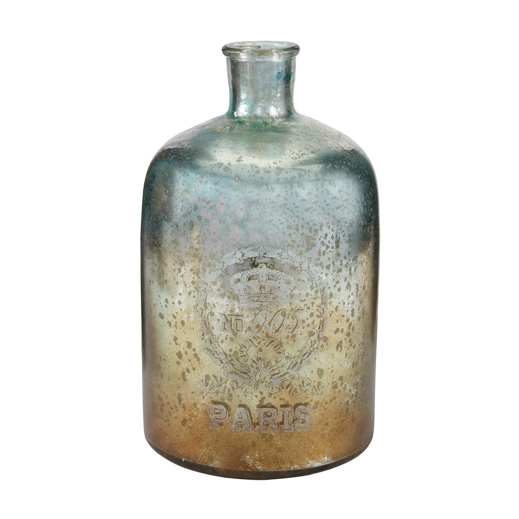Sterling Industries 12" Aqua Antique Mercury Glass Bottle