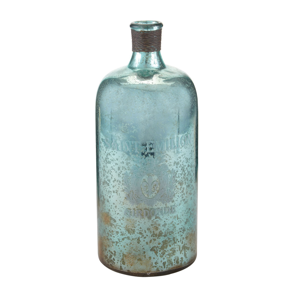 Sterling Industries 13" Aqua Antique Mercury Glass Bottle
