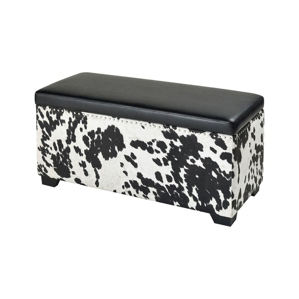 Stein World Nell Black And White Faux Hide Ottoman