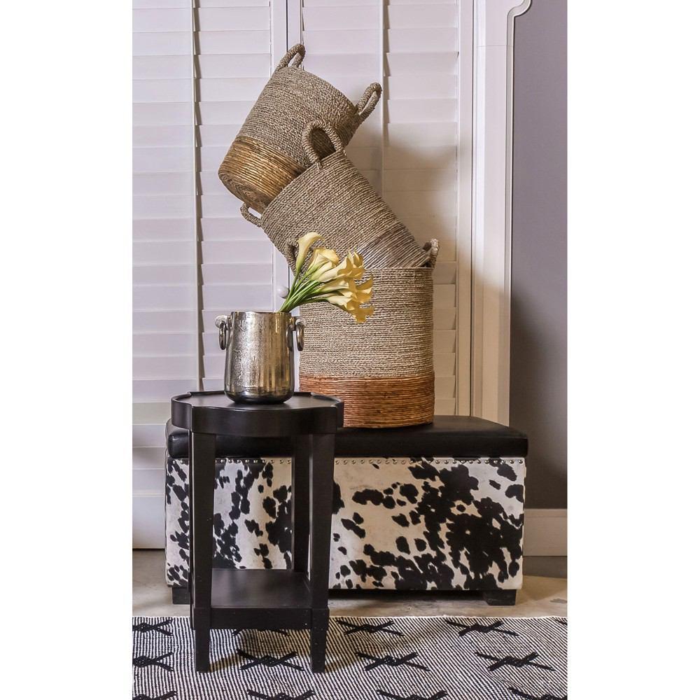 Stein World Nell Black And White Faux Hide Ottoman