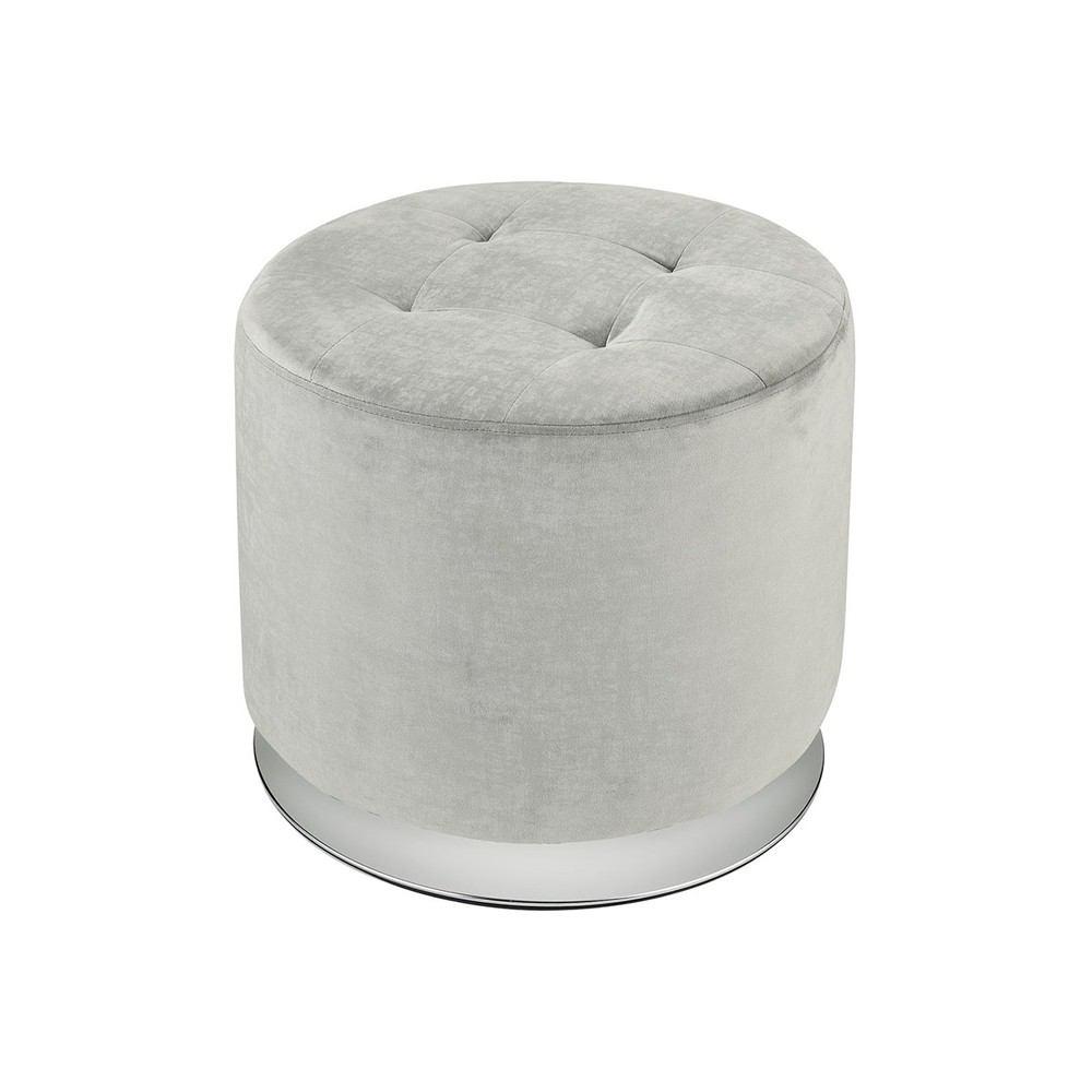 Stein World Lilliebeth Light Grey Velvet With Chrome Base Ottoman