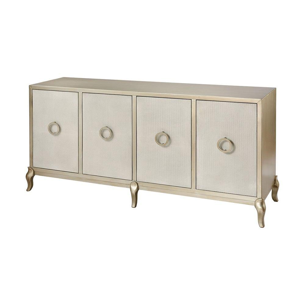 Stein World Crim Silver And Antique White Cabinet