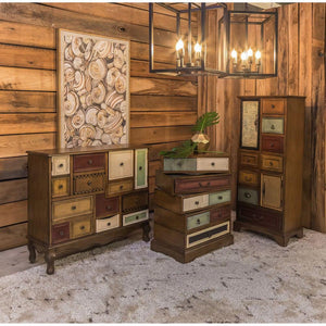 Stein World Willard Mahogany Tone Stain Hand Painted Drawers Chest