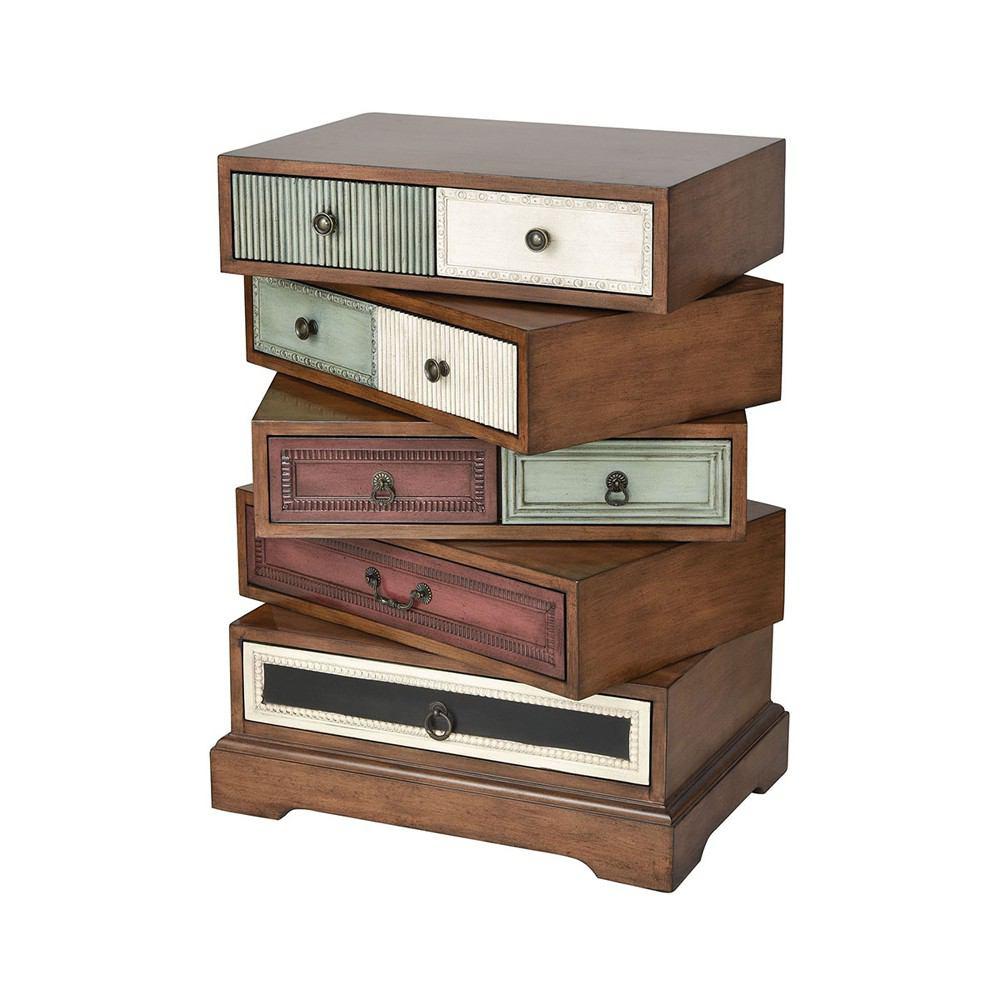Stein World Willard Mahogany Tone Stain Hand Painted Drawers Chest