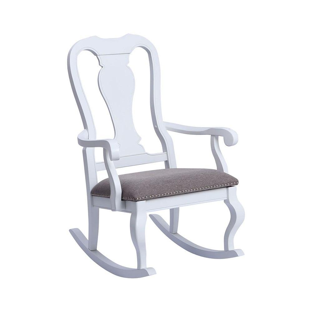 Stein World Tress White With Grey Linen Rocking Chair