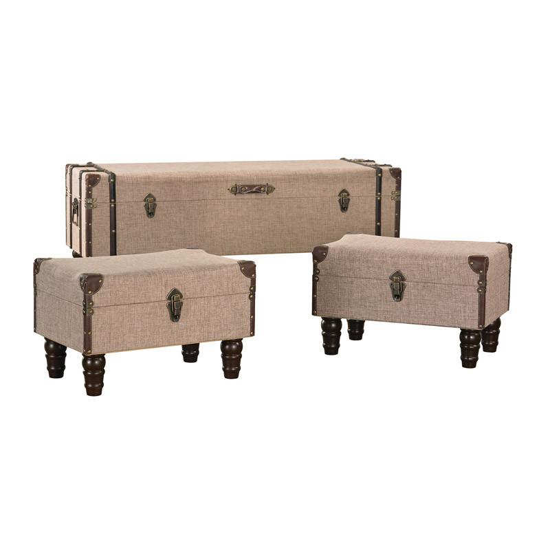 Sterling Industries Linen Covered Travelers Trunk - Set Of 3