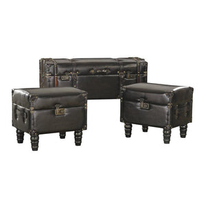 Sterling Industries Dark Brown Faux Leather Travelers Trunk - Set Of 3