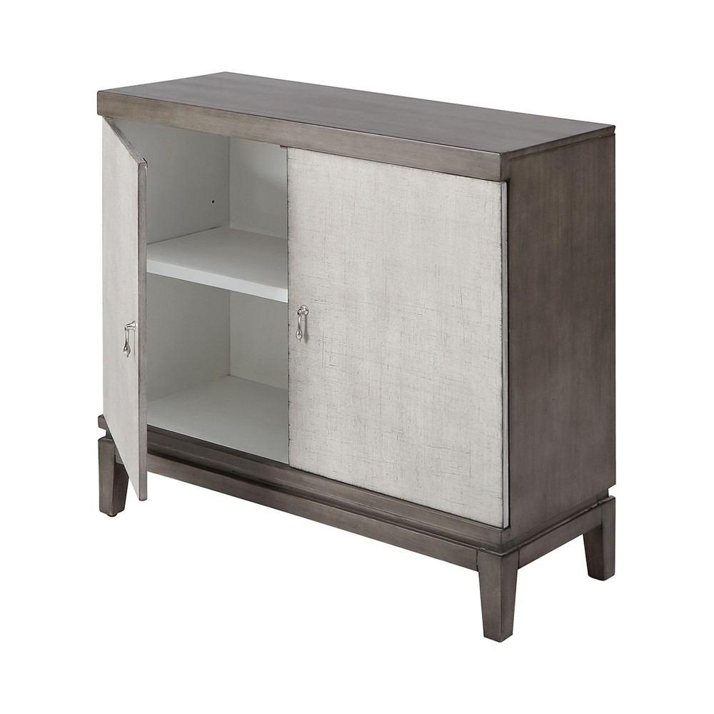 Stein World Briones Grey Faux Linen And Antique Silver Cabinet
