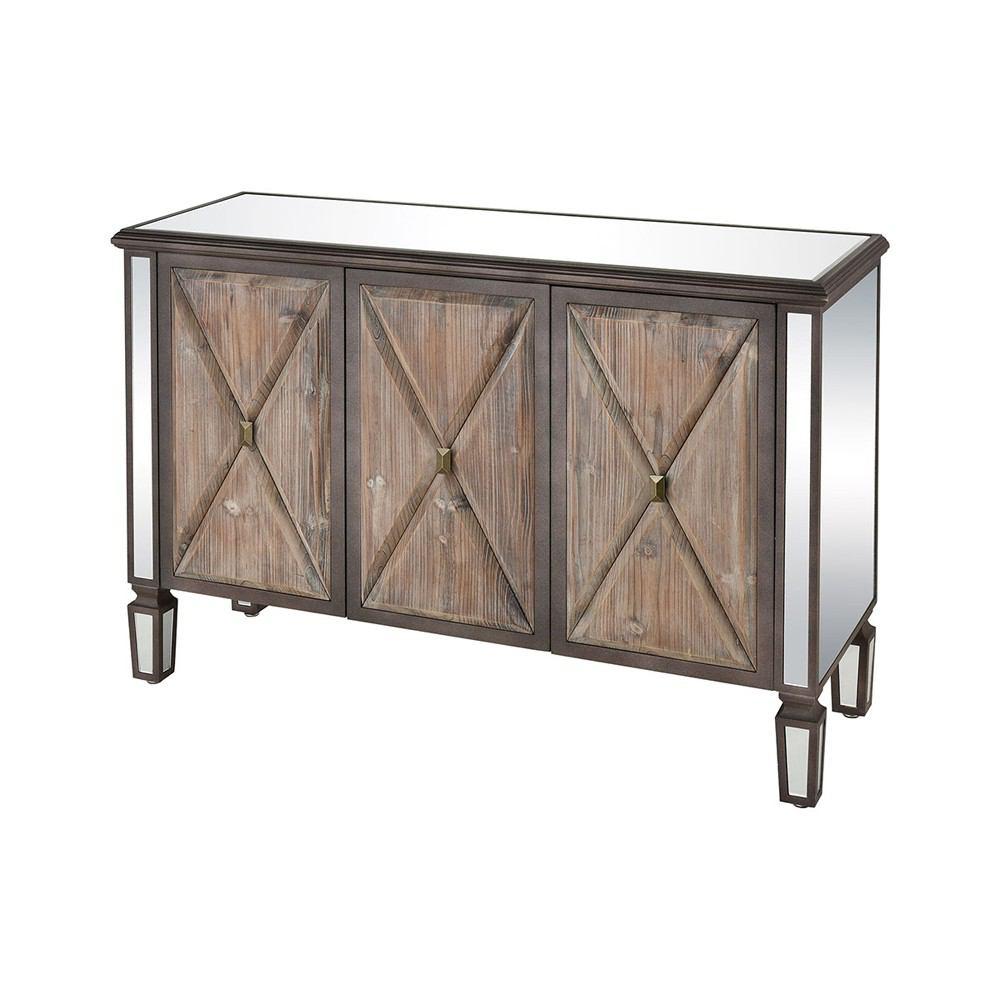 Stein World Harley Mirror, Bronze And Burnt Wood Cabinet